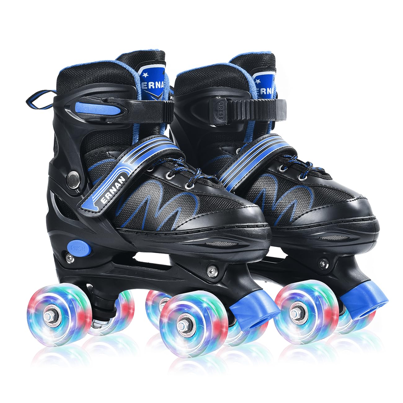 ERNAN Roller skates kids Roller boots,8 Light up Wheels and 4 Sizes Adjustable.Rollerskates for Kids Beginners, Suitable for Indoor Outdoor (BLUE, M)