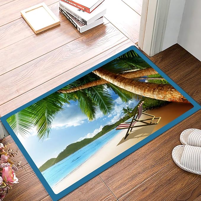 Door Mats Beach Printed Mat Indoor Outdoor Floor Rug with NonSlip Rubber