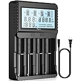 18650 Battery Charger with Testing Functions, POWXS Universal 3.7V Charger for Li-Ion Rechargeable Batteries IMR Lithium 2665