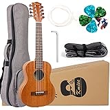 Kmise Tenor Ukulele,8 String Mahogany Wood Musical Instrument for Professionals with Ukelele Picks Gig Bag Strap Replacement