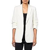Anne Klein Womens Linen Notch Collar Jacket W Rouched Slee