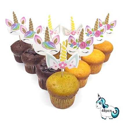 V39buy Unicorn Cupcake Toppers For Birthday Party Decorations