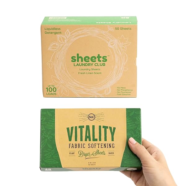 SHEETS LAUNDRY CLUB BUNDLE – 50 PACK (UP TO 100 LOADS) FRESH LINEN DETERGENT SHEETS & 40 PACK VITALITY DRYER SHEETS – NEW LIQUIDLESS TECHNOLOGY, TRAVEL ESSENTIAL CLEANING SUPPLIES