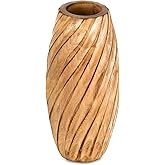 AeraVida 8.2 inch Timeless Handmade Modern Rustic Spiral Light Brown Mango Tree Wood Vase for Home | Natural Wooden Home Deco
