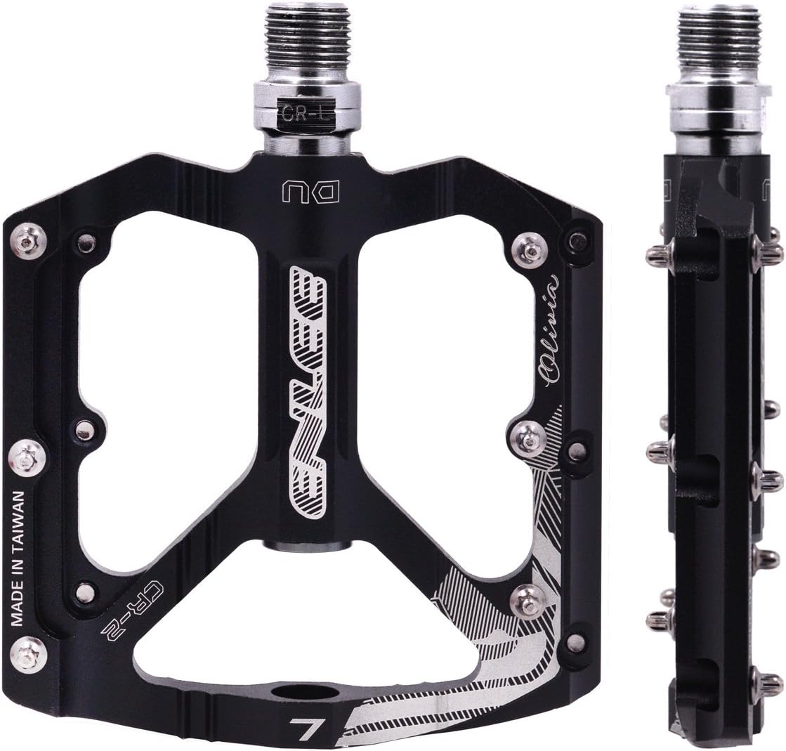 Acekit Bike Pedals Lightweight Aluminium Alloy With 9/16 Sealed DU Bearings Cr-Mo Spindle For Mountain Bike BMX Road Bike-Black