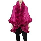 BYOS Women’s Winter Stylish Oversized Solid Plaid Fleece Poncho Blanket Wrap Cape