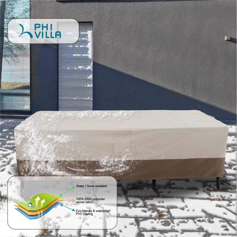 PHI VILLA Patio Table & Chairs Set Cover, Water Resistant Outdoor Furniture Dinning Set Covers with Pop-up Supporter, Rectangular/Oval, X-Large: Furniture & Decor