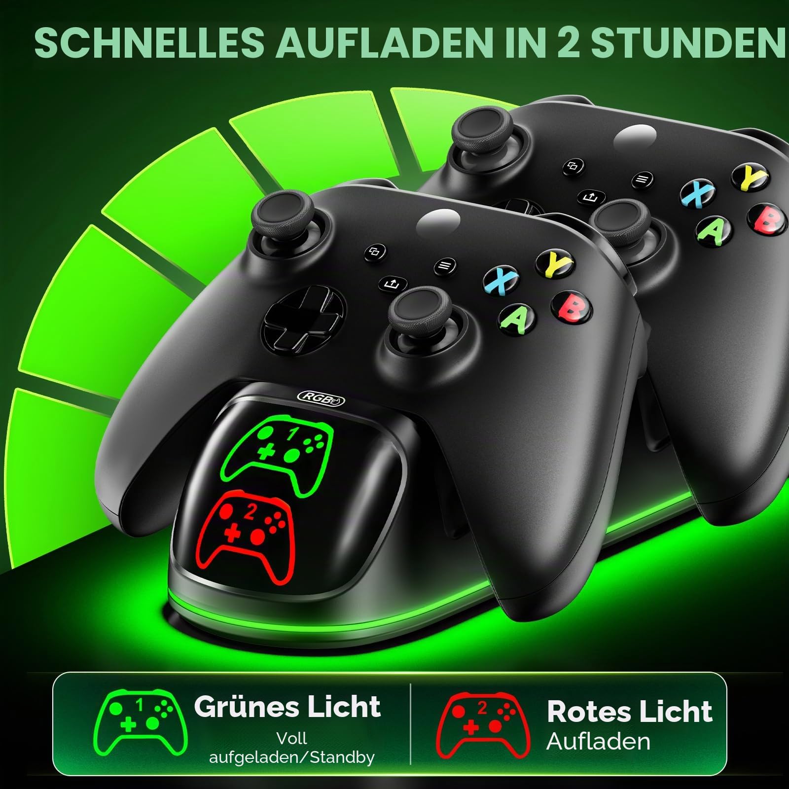 OIVO Xbox Controller Ladestation mit 2X 5580mWh Wiederaufladbaren Akku für Xbox One/Series X/S, Xbox Akku für Controller mit Ladestation 6