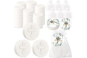 Heigble 50 Pcs Cross Soap Baptism Favors Set Baby Baptism Favor Scented Soap Favors for Baby Shower Christening Communion Wedding Bridal Party Guests Decoration (White)