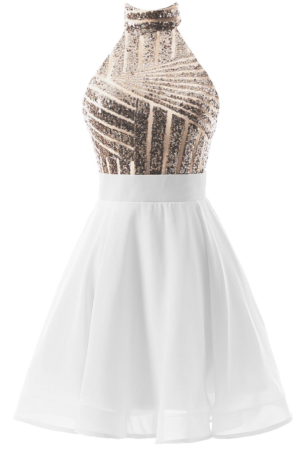 DYS Women's Short Halter Prom Party Dress Backless Dress for