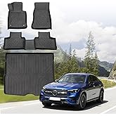 Sunsdrew Floor Mats Cargo Liner Set for 2023-2025 2026 Mercedes Benz GLC/GLC 300/GLC 350e/GLC 43 AMG (Not for Coupe), All Weather TPE Rubber Car Mats for GLC Accessories Raised Edge
