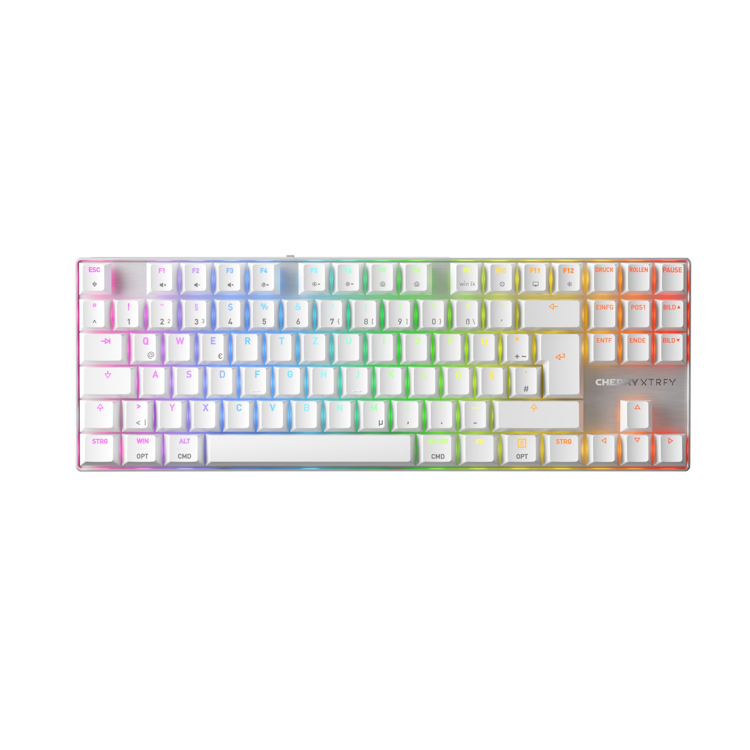 Cherry XTRFY MX 8.2 Pro TMR Wireless - Magnetisch-Mechanische TKL-Gaming-Tastatur, Anpassbare Cherry MK Crystal TMR Switches, PBT, Hot-Swap, RapidTrigger, SnapKey/SOCD, 8KHz, DE Layout QWERTZ, Weiß