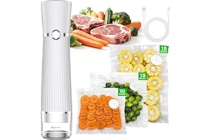 ISTARZIBERLLA Vacuum Sealer for Food, Handheld Saver Compact Vacuum Sealer Machine with 30 Reusable Bags for 10X Preservation & Fresh