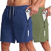 CANGHPGIN 2 Pack Mens Workout Athletic Shorts 7 inch Inseam Quick Dry Hiking Shorts Men Lightweight Sports Gym Shorts Running