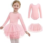 Zaclotre Toddler Girls Ballet Leotards with Tutu 4-Layers Tiered Long Sleeve Ballerina Dance Costumes