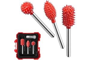 EZARC Tungsten Carbide Rotary Burr Kit, 1/8’’ Shaft Wood Carving Bits, Very Coarse Engraving & Material Removal Tool with Sto