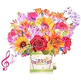 Yinqing Birthday Cards, 3D Popup Birthday Card for Women, Music and Light 10Inch Forever Sunflower Bouquet for Women Mom Wife Daughter Sister(Blank Notecard & Envelope)