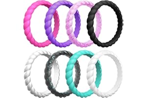 ThunderFit Silicone Wedding Bands for Women, Breathable Printed Design - 5.5mm Width 1.8mm Thick