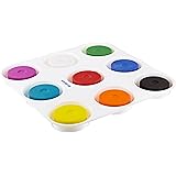 Sax Non-Toxic Giant Tempera Paint Cakes with Tray - 2 1/4 x 3/4 inch - Set of 9 - Assorted Colors - 402321