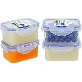 KIGI Small Containers with Lids, Reusable Airtight Freezer Mini Plastic Food Storage Container for Snack, Puree, Condiment, Salad Dressing to go, Portion Control Meal Prep Bento Box [ 6oz 4-Pack]