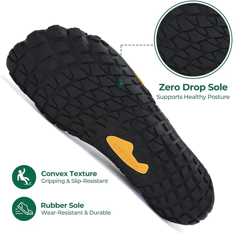 Chaussure Minimaliste Homme Barefoot Shoes Femme Légère Randonnée Chaussures de Trail Running Outdoor Fitness Barefoot Shoes avec Semelle Zero Drop Noir Fumé,GR.45