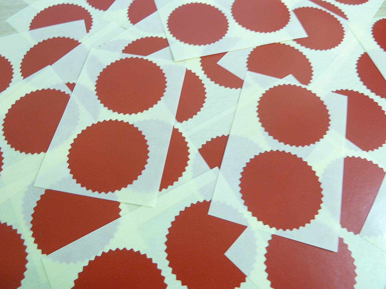 42mm Serrated Edge, Gloss Dark Red, Certificate Wafer Company Seal Labels, Stickers for Embossing, Awards & Rewards