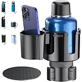2-in-1 Car Cup Holder Expander, Upgraded Cup Adapter for Car with Offset Option,Phone Holder - Adjustable Base,Versatile Car Accessories Fits Yeti,Hydroflask & Large Water Bottles in 2.2"-4.2" (Black)