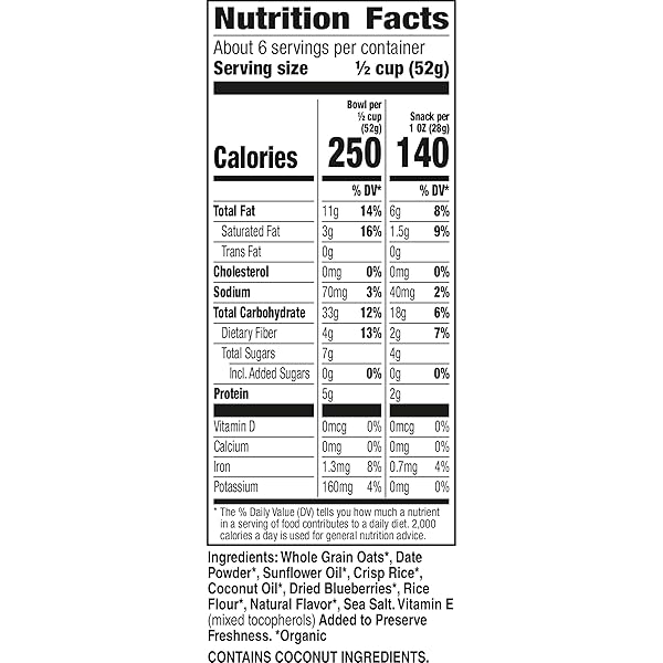 CASCADIAN FARM ORGANIC GRANOLA WITH NO ADDED SUGAR, BLUEBERRY VANILLA CEREAL, RESEALABLE POUCH, 11 OZ.