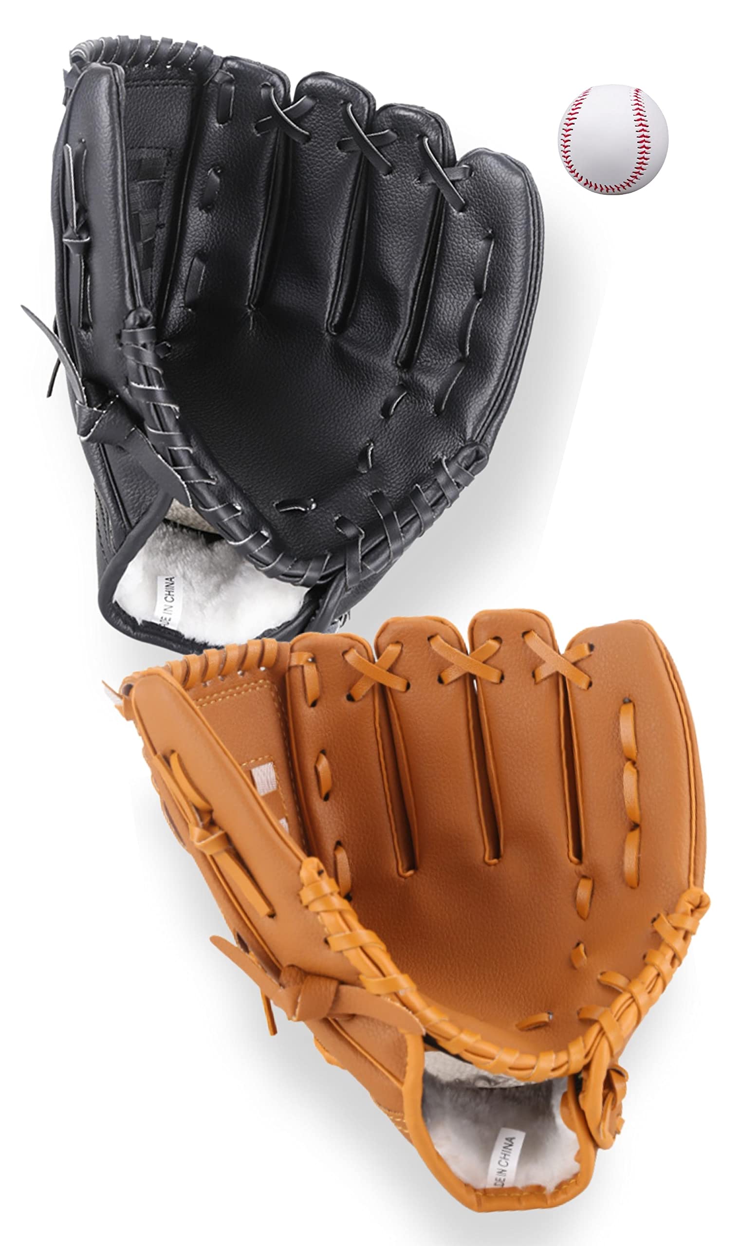 PLUSGOODS キャッチボールセット大人用 グローブ2つ 野球ボール付き カップル 野球セット (右投げ×2点)商品画像