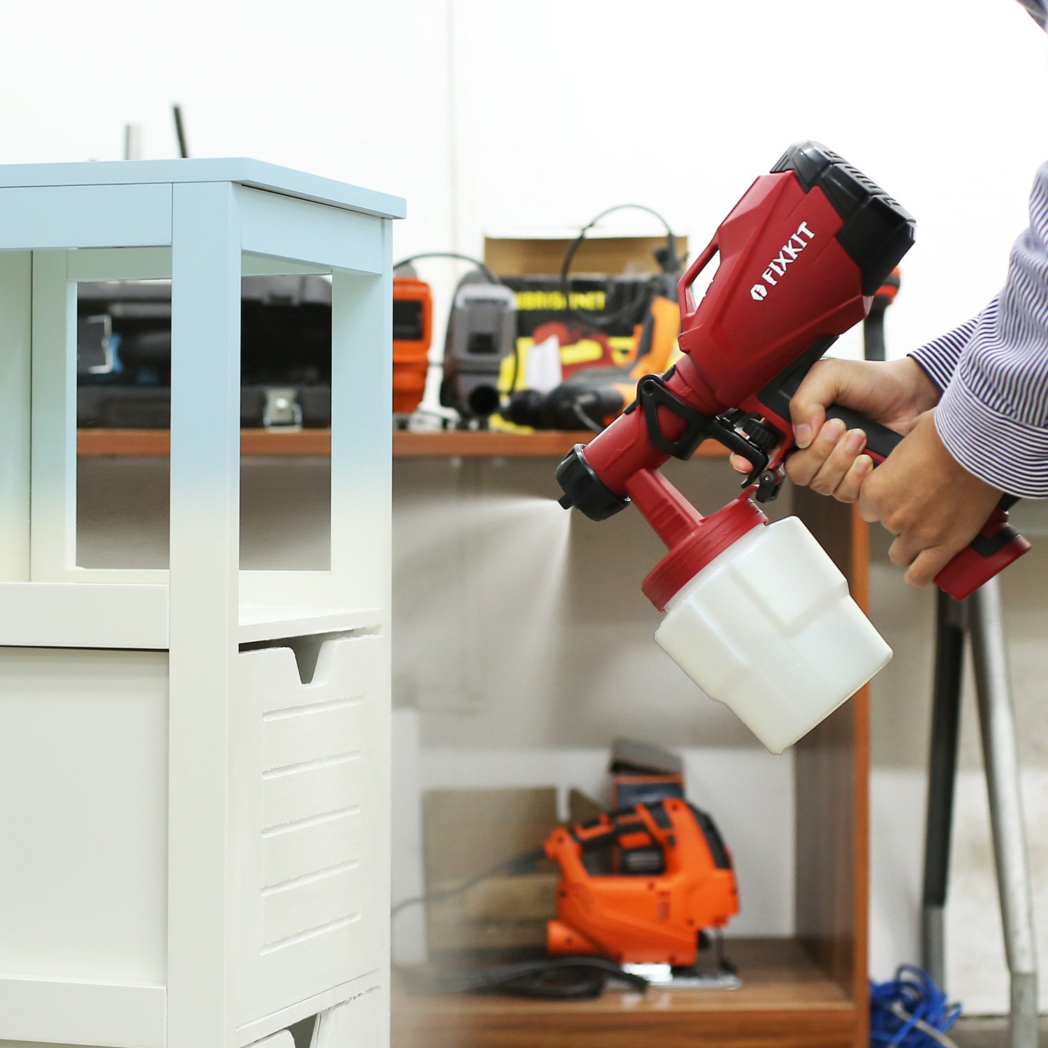 FIXKIT Paint Sprayer Power Painter, Electric Sprayer Gun with Three Spray Patterns, Professional HVLP Painting Tool with 1000ml Detachable Container for Spray Painting & Painting Projects