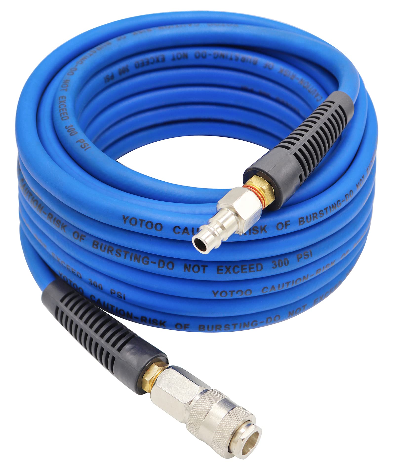 YOTOO Hybrid Air Hose 10m Long 6.5mm ID X 12mm OD 300 PSI with 1/4-Inch Europe Steel Quick Coupler Fittings and Bend Restrictors for Heavy Duty, Lightweight, Flexible at All Weather Use, Blue