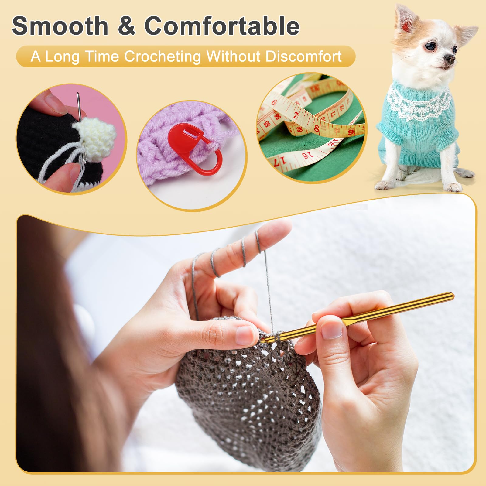Aeelike Yarn Kit, 1093 Yards Crochet Yarn for Crocheting Complete Knitting Kit for Beginners Professionals with Aluminum Crochet Hooks Detailed Instruction, Ideal Crochet Yarn Set/Gift