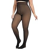 CaiDieNu Plus Size Fleece Lined Tights Women: Fake Translucent Warm Thick Thermal Legging High Waisted Winter Sheer Pantyhose