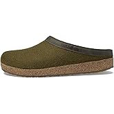 HAFLINGER Women's GZL Leather Trimmed Wool Clogs, Olive Green, 11 US Women