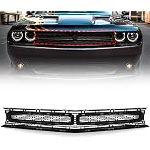 VLINCAR Front Upper Grille Compatible with Dodge Challenger 2015-2022 | Matte Black Grill W/O Trim Molding 68262955AD CH1200390