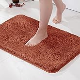 MIULEE Rust Bathroom Rugs, Soft Small Absorbent Microfiber Bath Rugs Non Slip Quick Dry Fluffy Bath Mats for Bathroom Floor Tub Showers, Machine Washable, 16x24 Inch