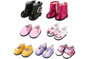 TOYYSB 7 Pairs Doll Shoes Fits 14.5 Inch Doll American Wellie Wishers Doll Accessories