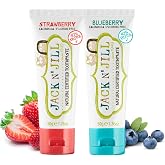 Jack N Jill Kids Toothpaste, Fluoride Free, Strawberry &amp; Blueberry, 1.76 oz | Fluoride Free Kids &amp; Toddlers Toothpaste, Gently Cleans Teeth, Helps Soothe Gums, 40% Xylitol, BPA Free, Pack of 2