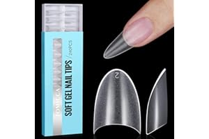 TOMICCA Short Almond Nail Tips, 240Pcs Full Matte Press on Half Cover Acrylic Nails, 12 Sizes No C Curve Fake Nail Tips for Nail Extension Art Home DIY Nail Salon