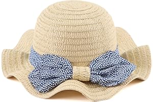 BAMERY Baby Girl Straw Hat Toddler Summer Beach Hats with Bowknot Sun Protection Hats for Kids Girls