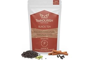 TeaNOURISH Indian Original Masala Chai Tea | Assam CTC Loose Black Tea | Blended with Cinnamon, Cardamom, Black Pepper & Clov