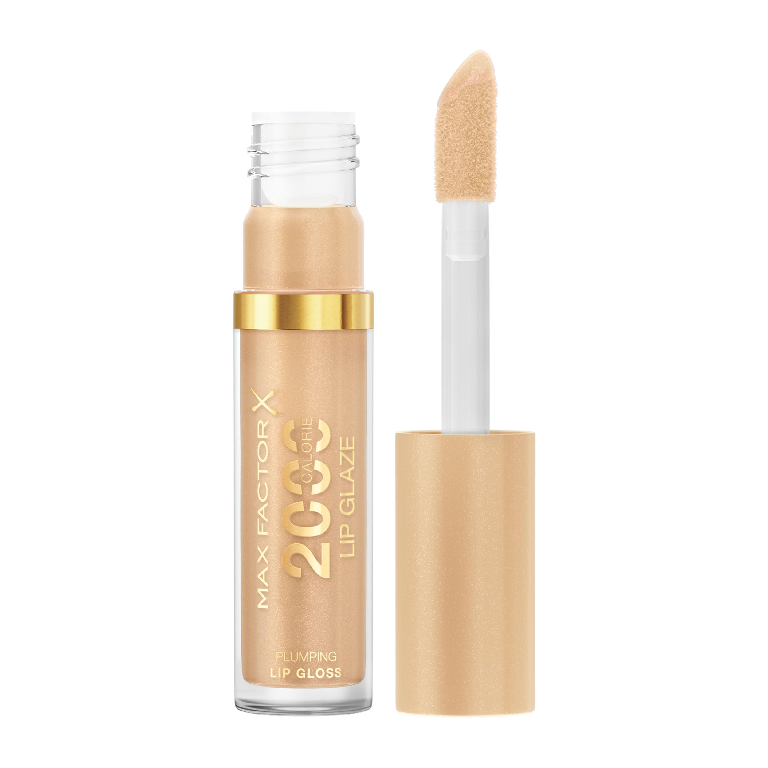 Max Factor 2000 Calorie Lip Glaze Honey Crème, Full Shine Lip Gloss, Nourishing with Hyaluronic Acid & Squalane, Instant Plump, Non-Sticky, Vanilla-Milk Scent, Fuller Looking Lips