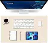 K knodel Small Office Leather Desk Mat 60x35cm Ivory Cream