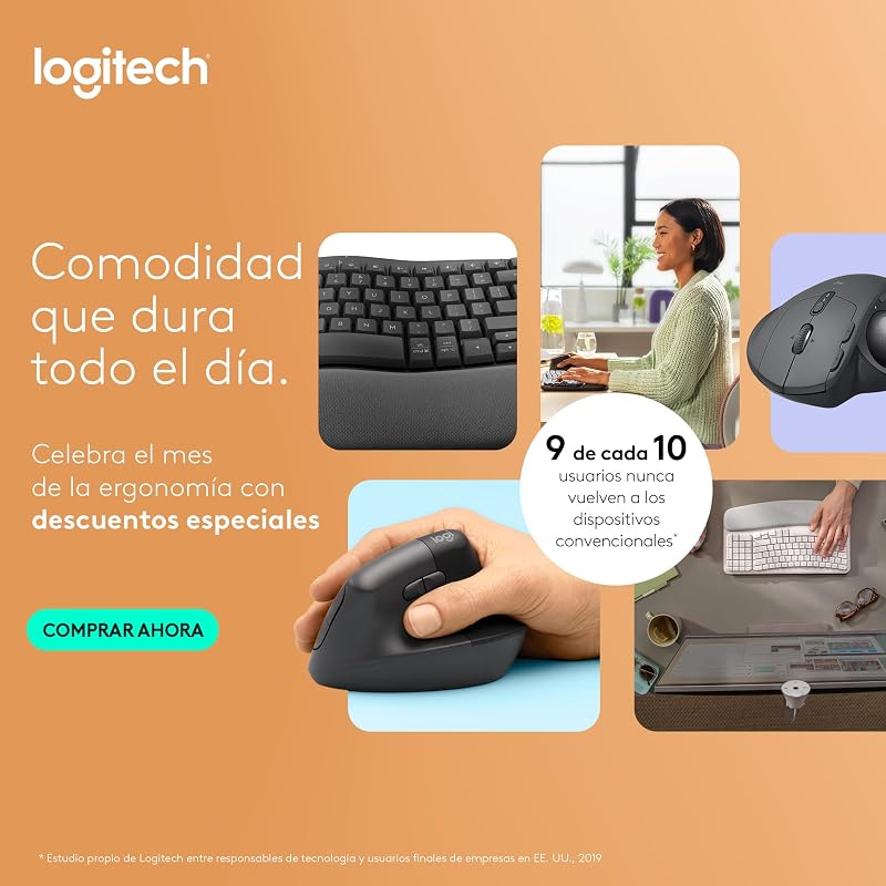 Mouse vertical ergonômico logitech lift, sem fio, receptor usb bluetooth ou logi bolt, cliques silenciosos, 4 botões, compatível com windows/macos/ipados, laptop, pc - grafite