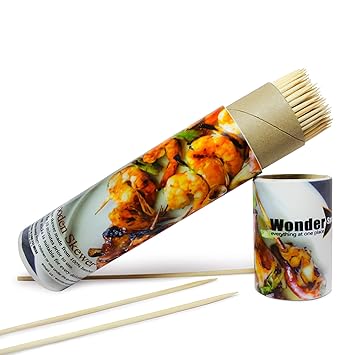 Wonder Spot (150 Sticks, 8 Inch) Wooden Barbecue Sticks Natural Bamboo Skewers BBQ
