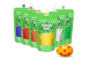 AUREUO Washable Tempera Paint Set for Kids 3.3 Oz./98 ml, 6 Major Colors, Pouch Design Liquid Paint Kit for Finger Painting- Non Toxic Paints for Kids