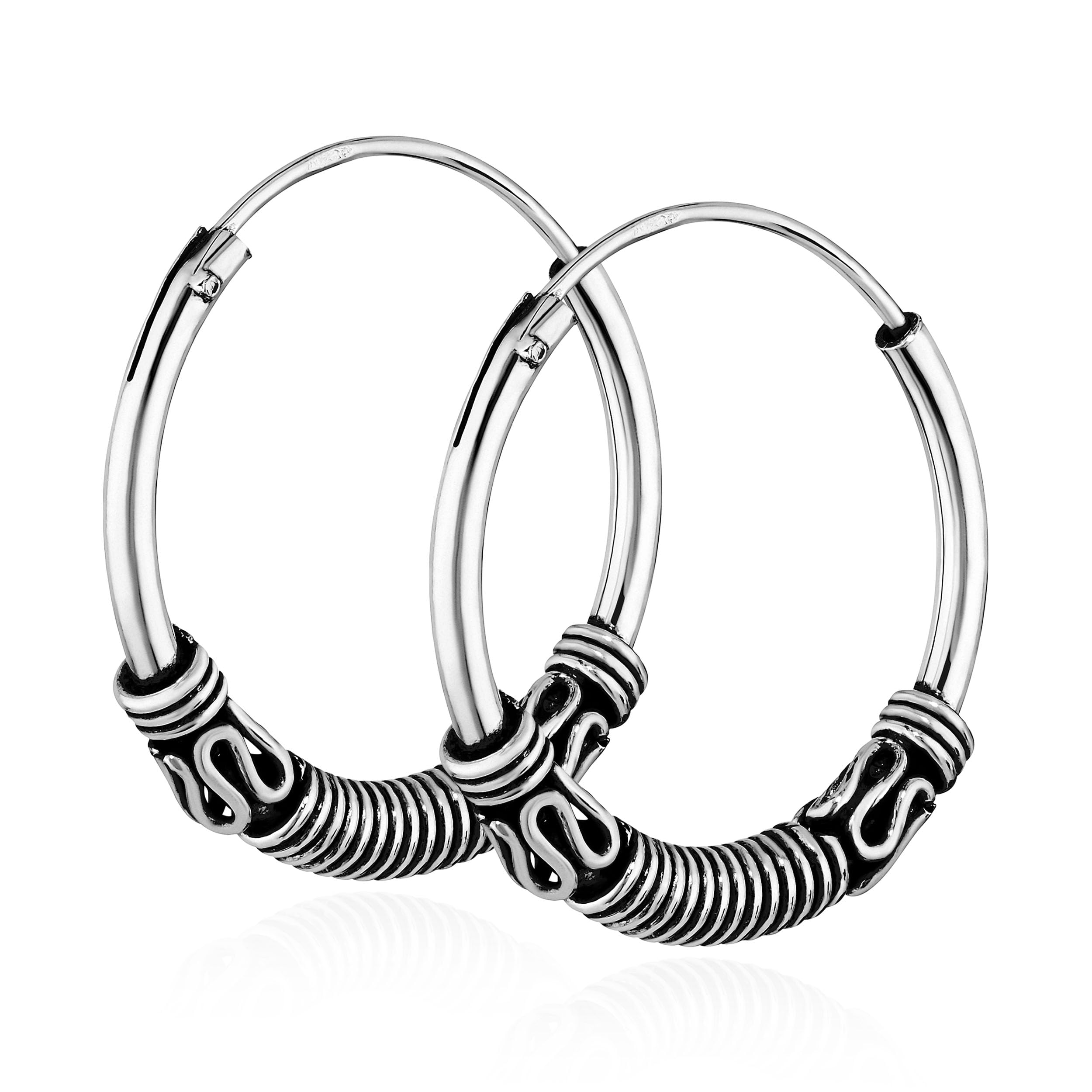 NKlaus 2x PAIR 925 STERLING SILVER Celtic Gothic Creoles solid 20mm 40355