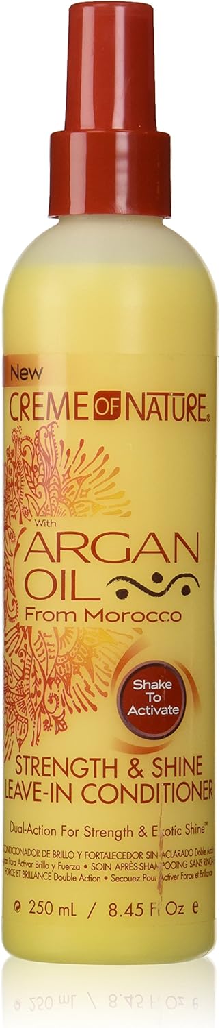 Cream of Nature Argan Oil From Morocco Strength and Shine Leave-In Conditioner, 250 ml, Clear, 250 ml (Pack of 1)