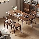 Muwuele 47"-63" Solid Wood Extendable Dining Tables for 4-8, Walnut | Compact Expandable Kitchen Table, Easy Assembly, Mid Century Modern, Dinner Table for Small Space, Dining Room, Apartment