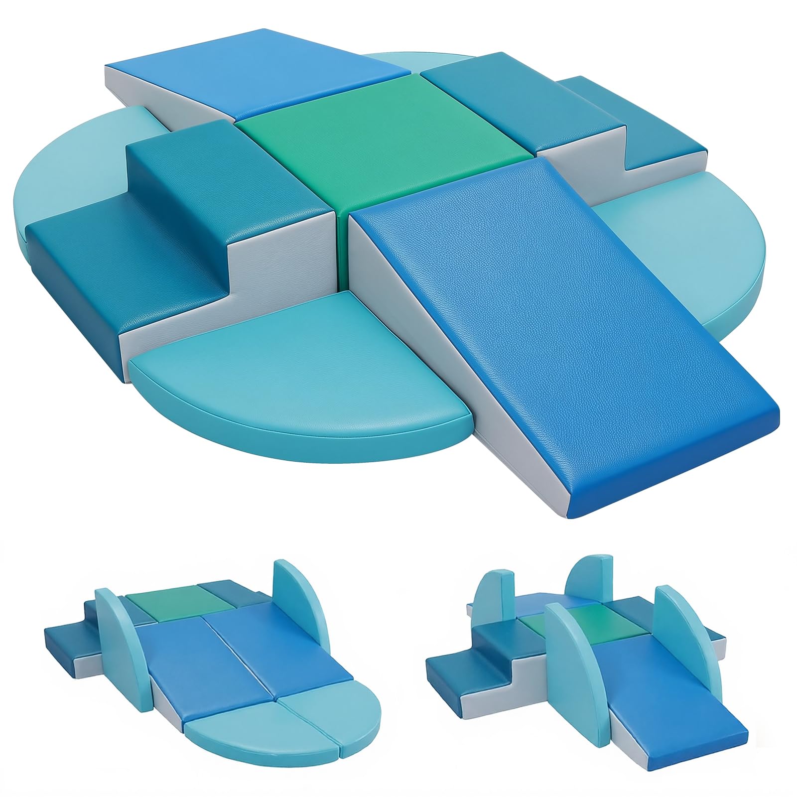 JungleDove Indoor Soft Play Set for Toddlers - 9 PCS Foam Climbing Blocks with Waterproof Blocks - Educational Climbing Toys for Kids 3+ Years, for Motor Skills Development (Sea Blue) — image 1